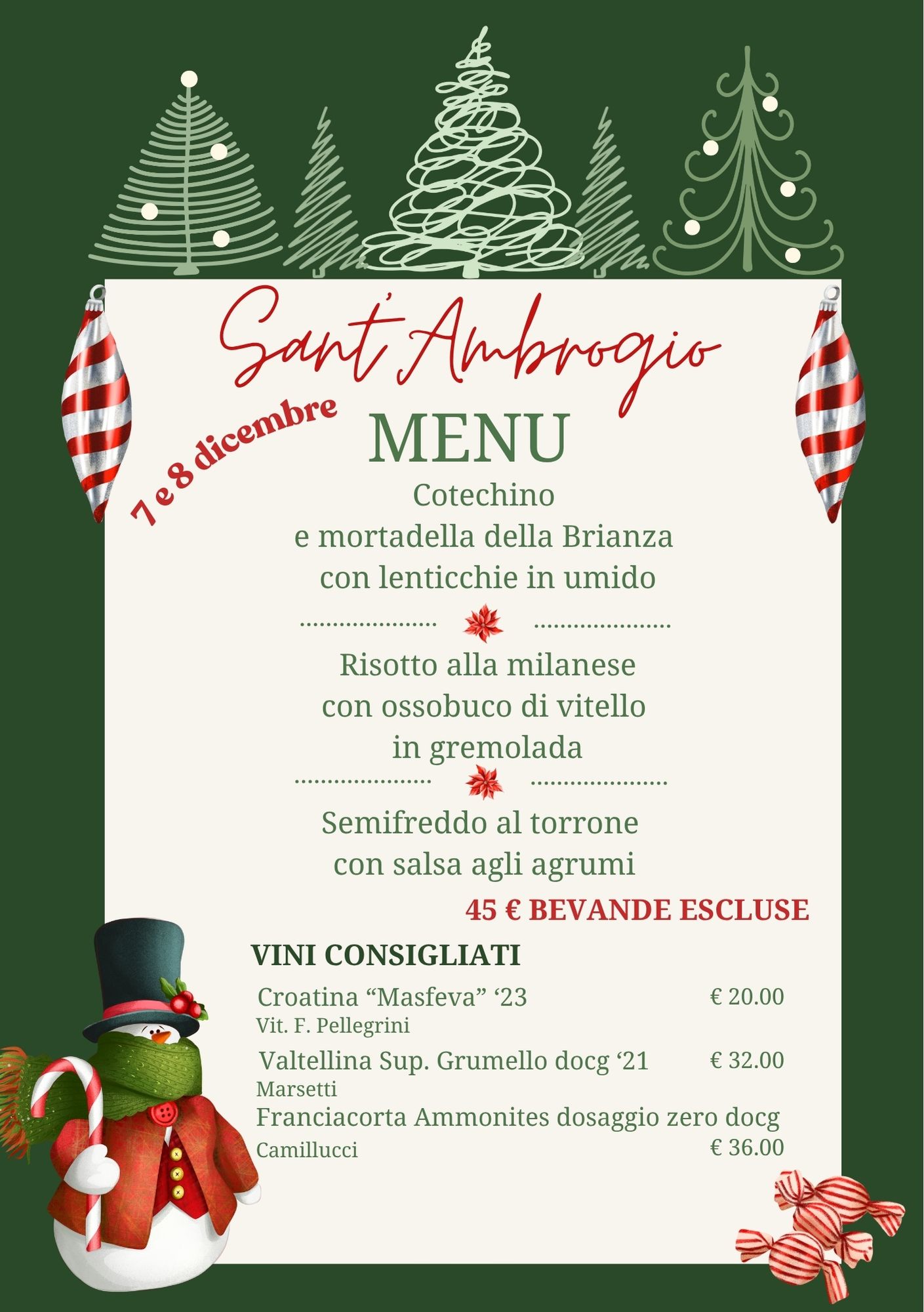 menù di sant'Ambrogio